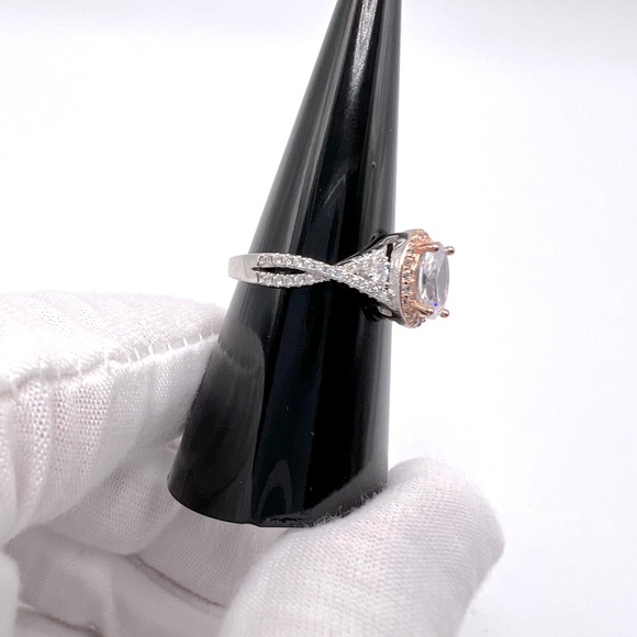 Sterling Silver Two Tone Cz Ring - Picture 7 of 17